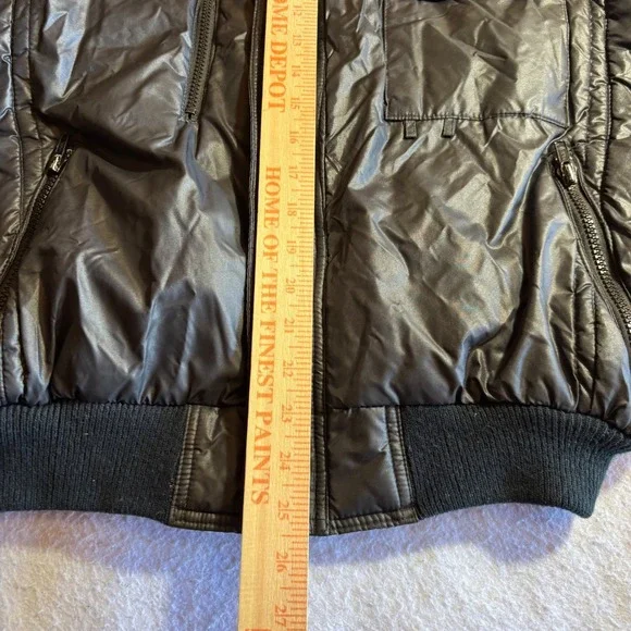 Vintage UPSTREAM RACING DIVISION Mens Bomber Jacket Black‎ Shiny Retro Style L